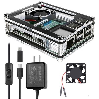 Transparent Case for Raspberry Pi 3 + Power Supply