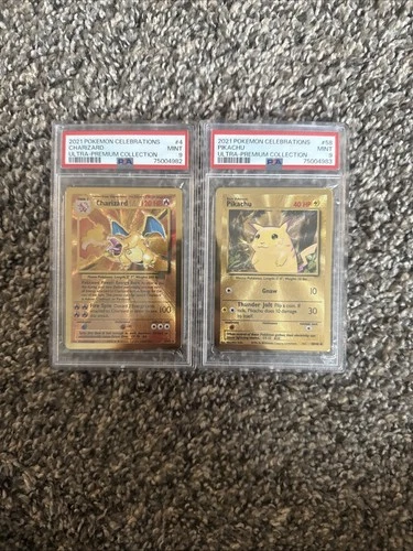 Sequential PSA 9 Charizard & Pikachu 2021 Celebrations UPC Gold Metal Pokemon