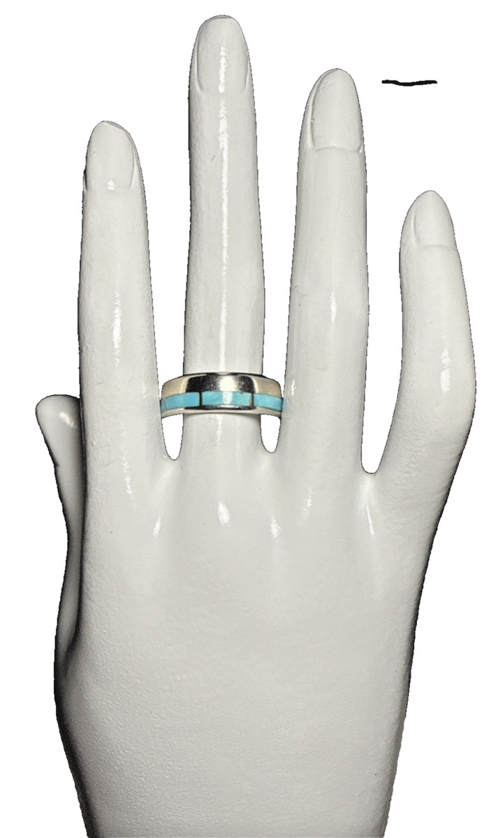 Desert Rose Trading Silver and Turqouise Inlay Band 925 J-9A