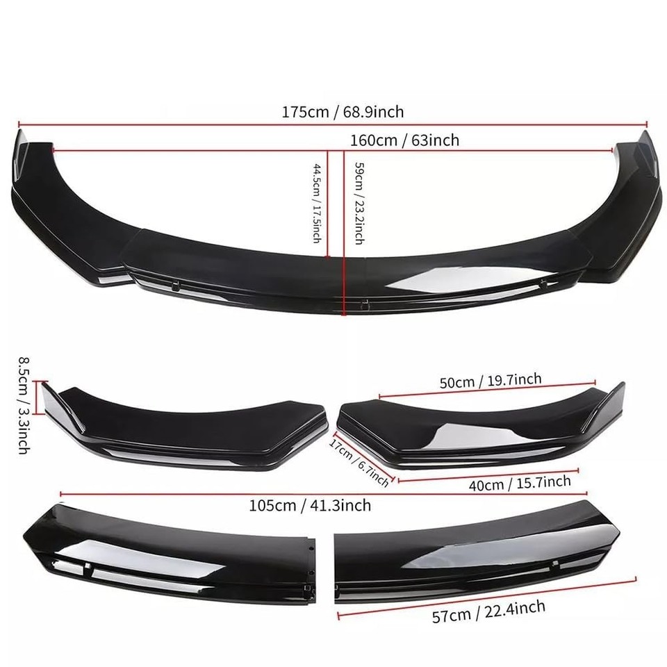 Full Body Kit: Front Lip, Side Skirts, Rear Lip For Audi A4 A5 A6 A7 (B7/B8) - Glossy Black ABS
