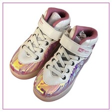 Kids Light Up Roller Skate Shoes with USB Charging Pink White Iridescent