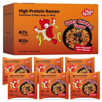 HealSpot High Protein Spicy Fire Chicken Noodles, Dry 2.47 Ounce (Pack of 6)