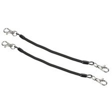 2pcs 8" Plastic Retractable Coil Spring Keychain Strap w Lobster Clasps, Black