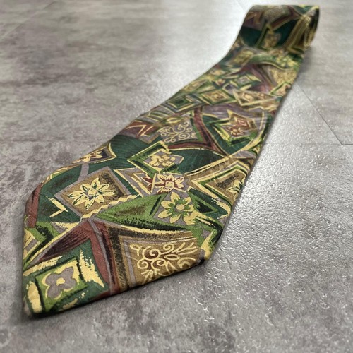 Doimond Triangle Floral Square Diamond Triangle Geometric Panel Pattern Mens Necktie ...