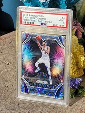 2019 Panini Prizm Fireworks Fast Break Giannis Antetokounmpo #4, Graded PSA 9