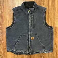 Vintage Carhartt V33001 faded black Sherpa lined zip up vest size XL