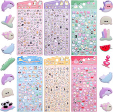 3d Cute Mini Puffy Cartoon Animal Stickers Set - 6 Sheets For Kids