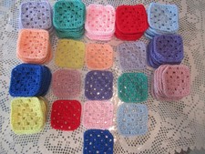 100-4" LOT GRANNY SQUARES BLOCKS 4 AFGHAN, AFGHANS SOLID ASSORTED COLORS 