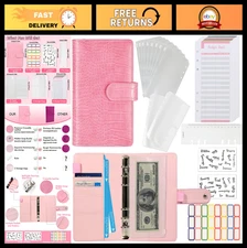 Crocodile Pattern Budget Binder with Zipper Envelopes - A6 Cash Organizer & Plan