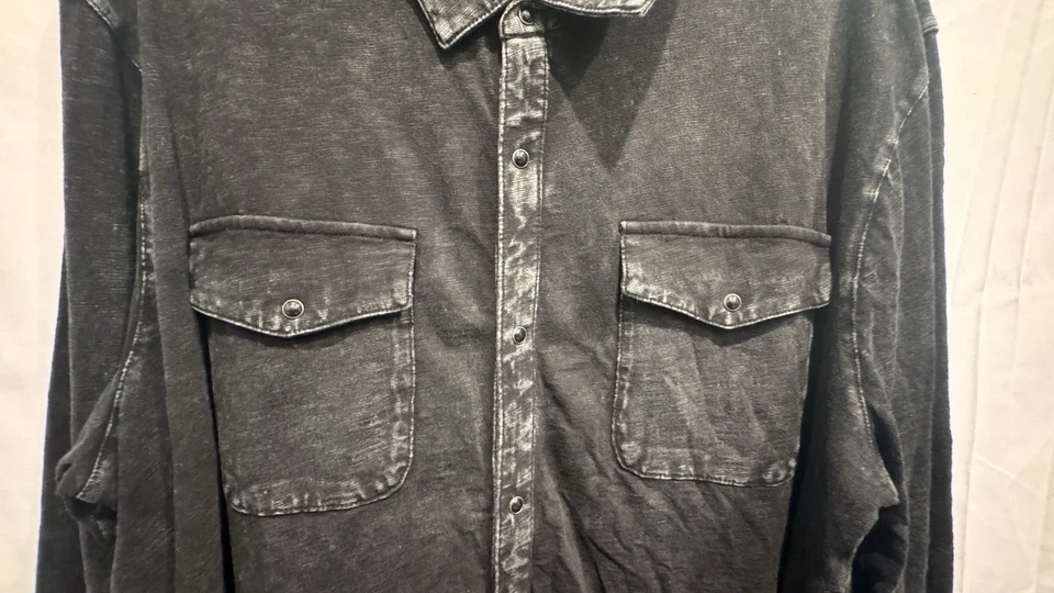 John Varvatos Men’s Arvon Cotton Snap-Up Western Shirt In Black / Size 2XL - Image 4 of 4