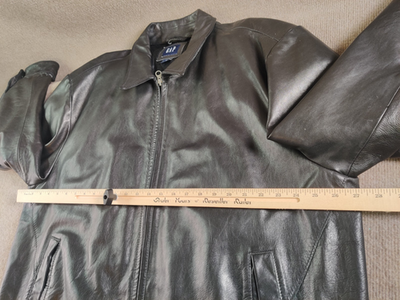 Vintage GAP Full Zip Leather Jacket Men's 2XL Black Quilt Lined