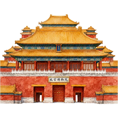 Forbidden City Landmark World Wonder Self Adhesive Vinyl Sticker