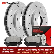 Front Drilled Rotors Ceramic Brake Pads for 2000-05 Buick LeSabre Regal Venture