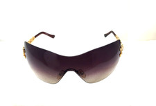 Vintage Y2K Versace 2043-B Brown Rhinestone Rimless Shield Sunglasses Scratched