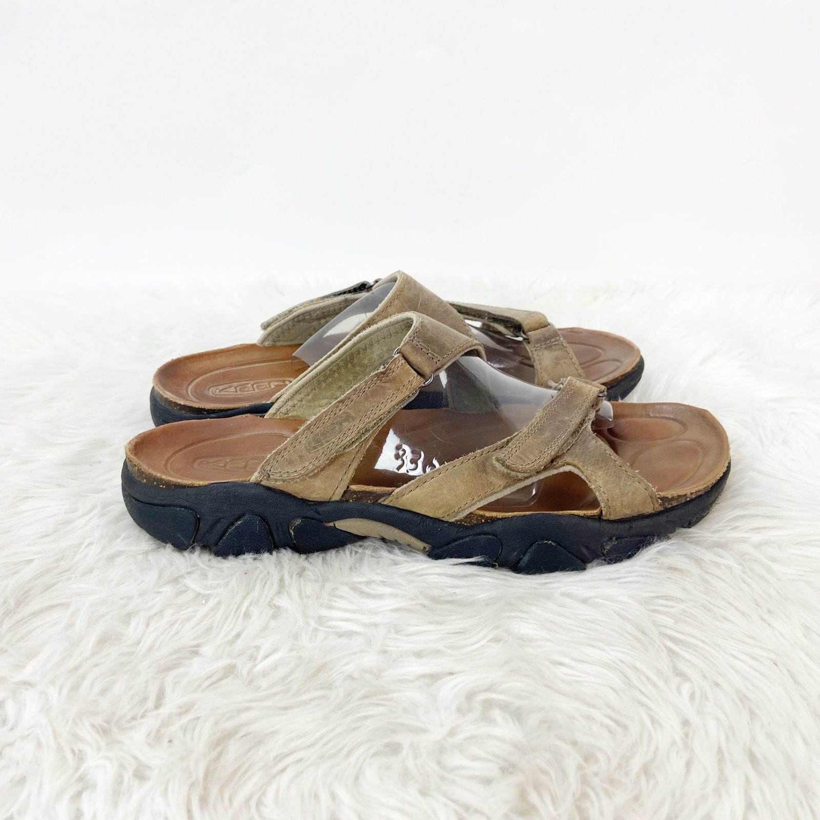 Sandali da donna KEEN 12 marroni marroni Sarasota in pelle slip on trail escursionismo slide