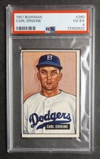 1951 Bowman - #260 Carl Erskine - Rookie - PSA 4 VG-EX