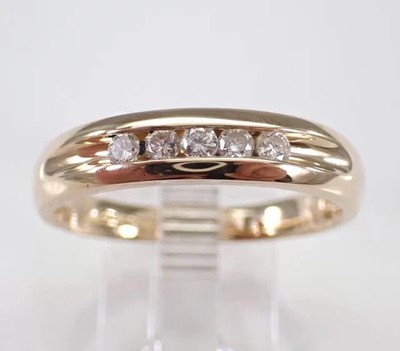 Simulated Diamond Round Wedding Engagement Band Ring 14K Yellow Gold Plated