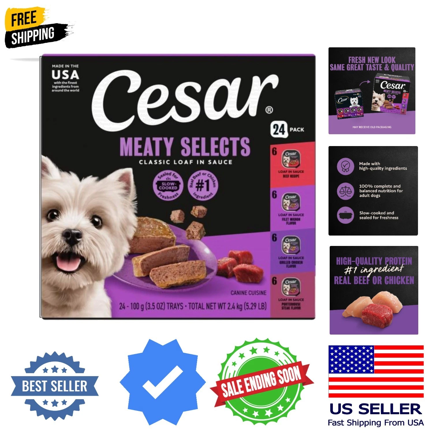 Classic Loaf in Sauce Wet Dog Food, Beef Recipe, Filet Mignon Flavor, Grilled...