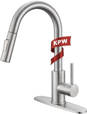Kitchen Faucet with Pull-Down Sprayer, Brushed Nickel, Stainless Steel  High-Ar