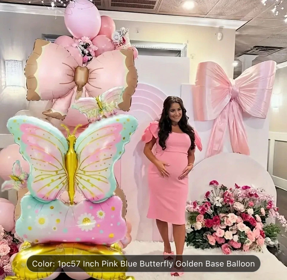 Globo mariposa púrpura grande de pie 57" decoración fiesta cumpleaños flor 1 pieza Foto 3 de 4