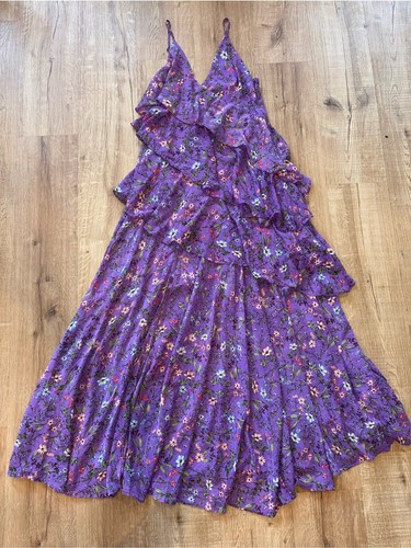 Astr Purple Floral Ruffle Tiered Maxi Dress