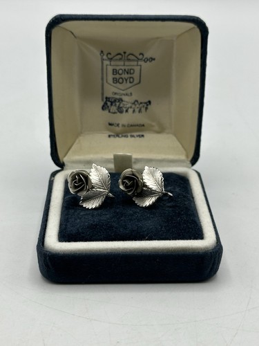 Vintage Bond Boyd Sterling Silver Rose Flower Screw Back Earrings - Picture 1 of 5