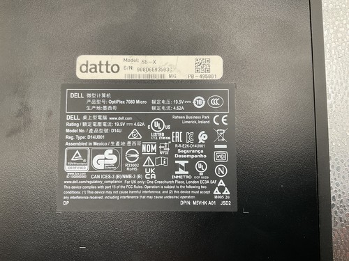 Dell OptiPlex 7080 XE Micro i3-10100T @ 3GHZ, 16GB RAM, 256GB NVME (Datto S5X) - Afbeelding 3 van 4