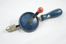 Vntge Stanley H1214A Eggbeater Hand Crank Manual Drill 1/4" Chuck Wood Handle US