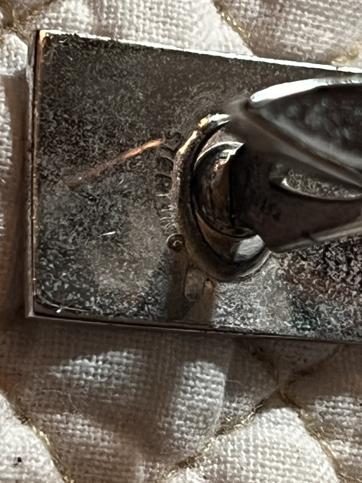 Vintage Sterling Silver Brushed Rectangular Bulle… - image 10