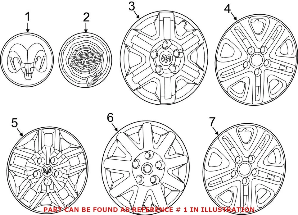 Tapa central de rueda cromada Mopar original OEM para Chrysler 200 Dodge Avenger Ram C/V Foto 3 de 3