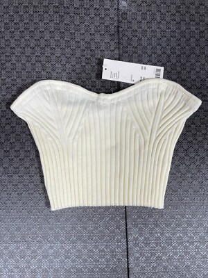 Urban Outfitters Cream Off White Sleevless Ribbed Crop Top Sz M NWT (A9)