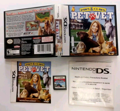 Paws & Claws Pet Vet Nintendo DS DSI Lite 3DS XL Animal Dogs Cats COMPLETE cib