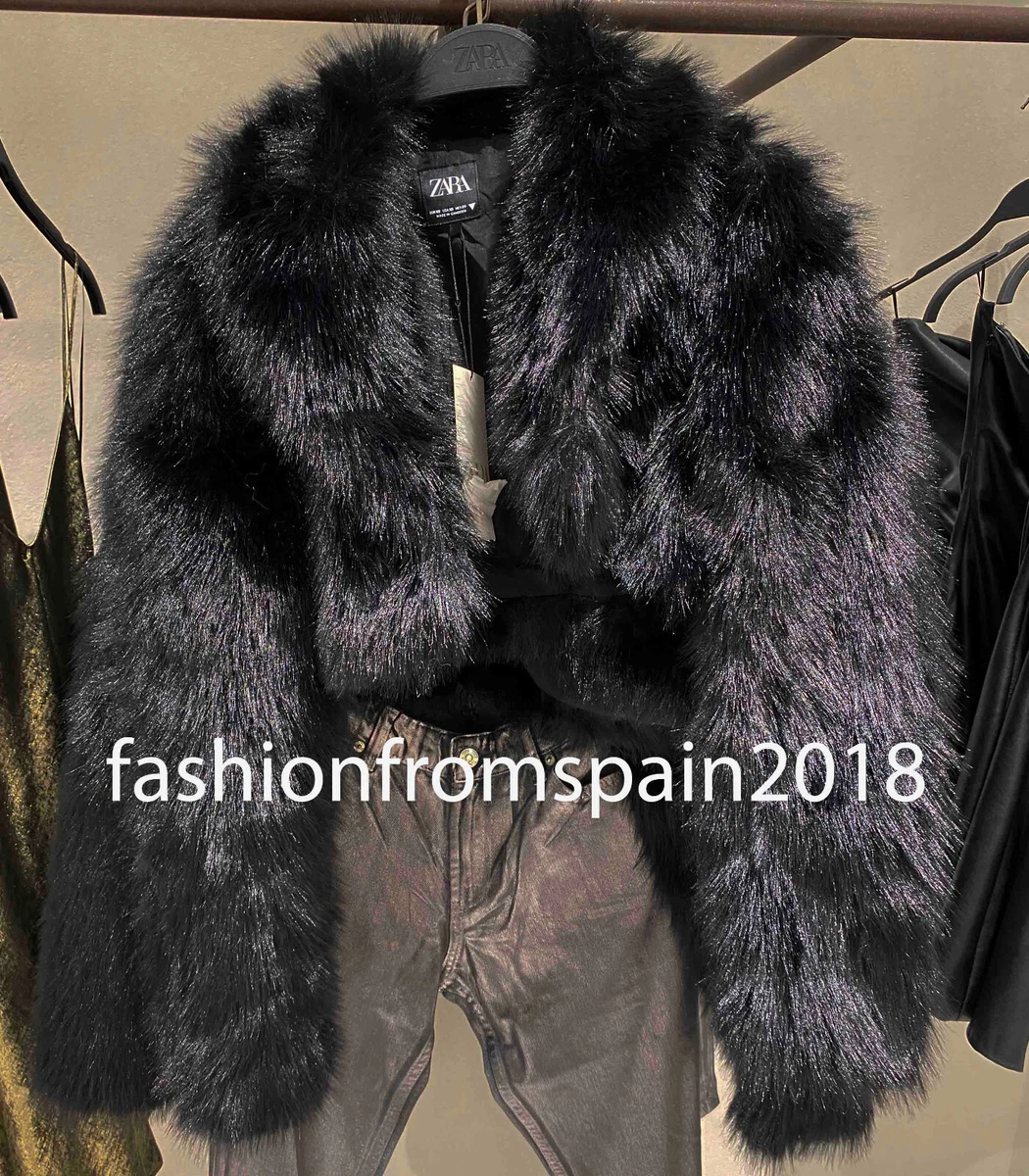Zara black shop faux fur