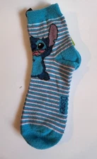 NEW ~ DISNEY ~ STITCH ~ STRIPED  FUZZY SOCKS PAIR ~ SIZE 9-13 ~