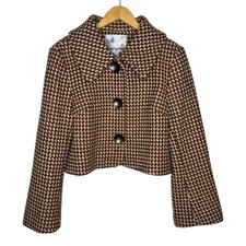 Kenzie Cropped Wool Blend Tweed Blazer Jacket Size 12