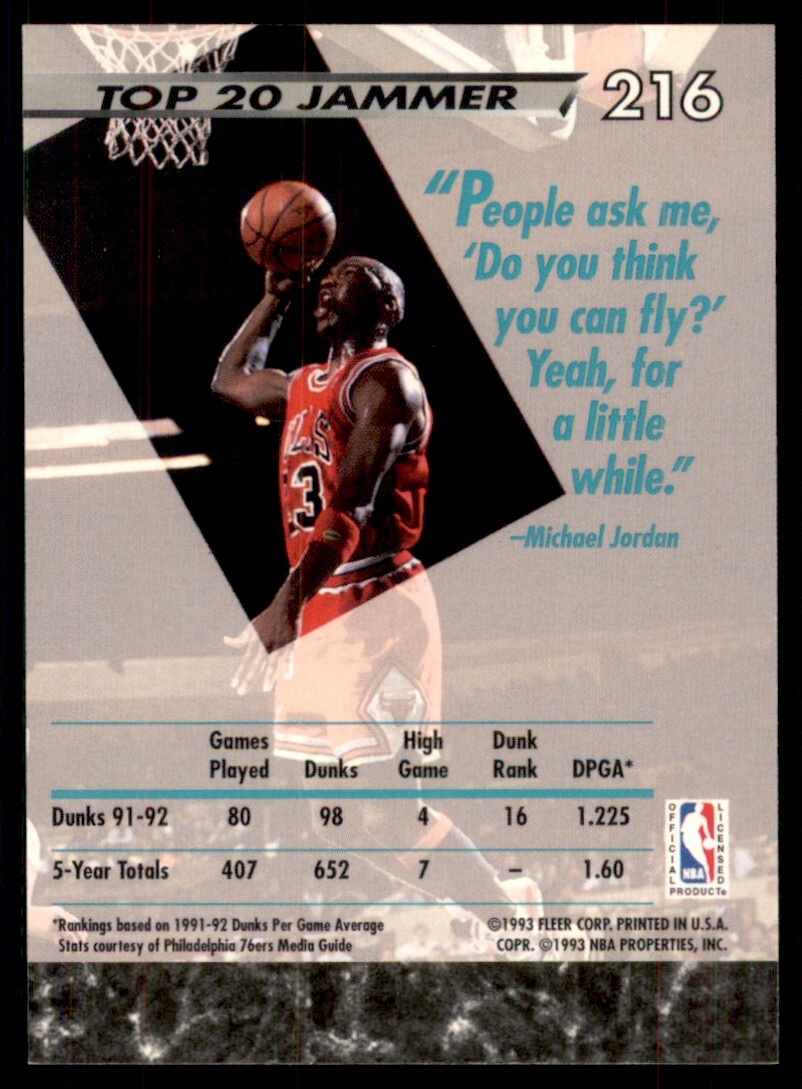 1992-93 Fleer Ultra Top 20 Pro Jammer Michael Jordan #216 Chicago