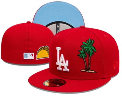 Los Angeles Dodgers Baseball Fitted Hat, Adult Basic Cap-Coconut Tree