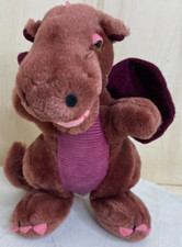 Vintage 1983 Dakin Dragon Burgundy Polyester Plush Stuffed Animal Toy 9 1/2"