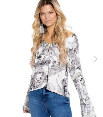 NWT Somedays Lovin Taking Flight Blouse small Womens Top Bell Sleeve Shirt