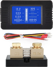 DC Multifunction Battery Monitor Meter with Shunt,0-200V,0-500A, LCD Display Dig