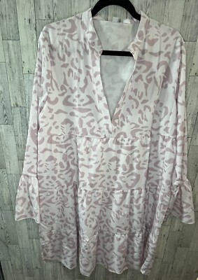 Womens Leopard Print Animal Print L/S Dress Sz XXL