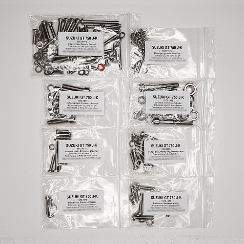 Kit vis Phillips inox n°2 moteur Suzuki GT 750 J K 1972-1973