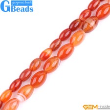Natural Stripe Sardonyx Red Agate Column Tube Rice Beads Free Shipping 15"Strand