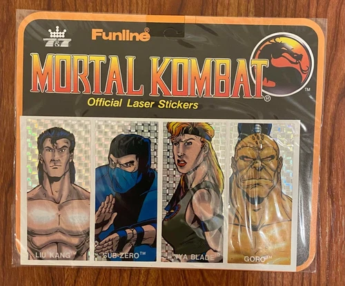Mortal Kombat Official Laser Stickers Set #1 - Funline 1992 - Unused Store Stock