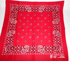 Vintage RED PARIS Paisley Floral Cotton Bandana Handkerchief USA RN13960