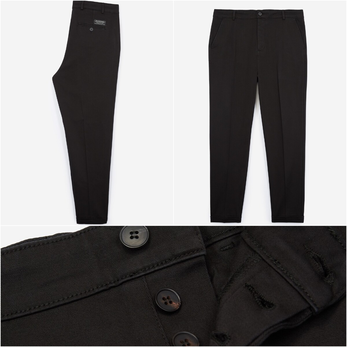 SAINT LAURENT The Kooples Cropped French Stretch Cotton Black Classic Chinos Size 48 YSL