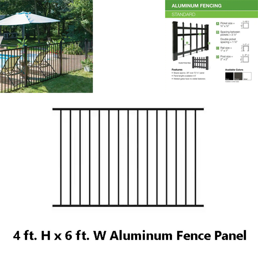 Aluminum Standard Duty Ft H X Ft W Black Pre-Assembled Fence