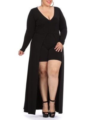 Plus Size Yellow Romper Maxi Dress Jumpsuit Outfit 2X 2XL