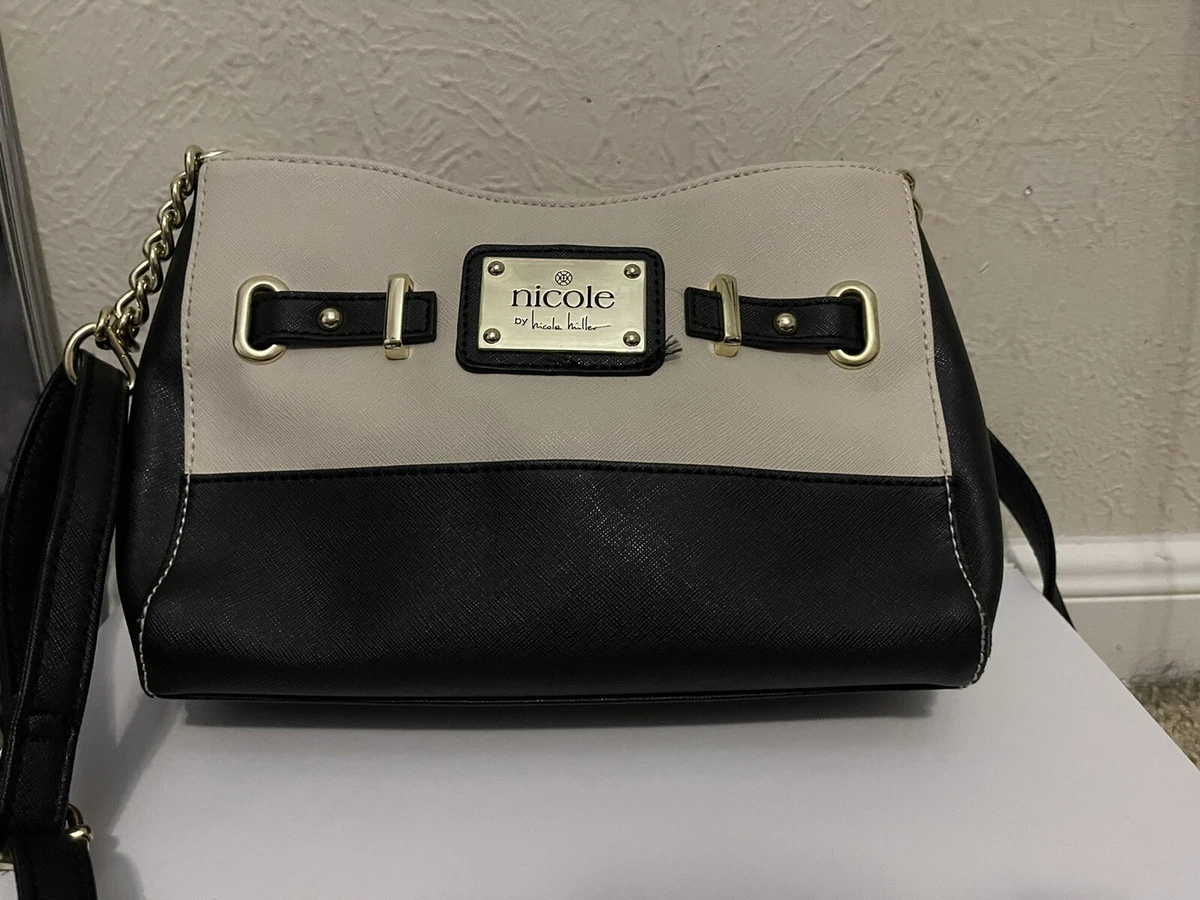 Nicole by Nicole Miller Black and White Small Crossbody Bag Worn Condition