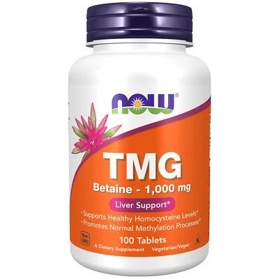 NOW Foods TMG Betaine 1,000 mg 100 Tablets, Digestive Support, Gut Health